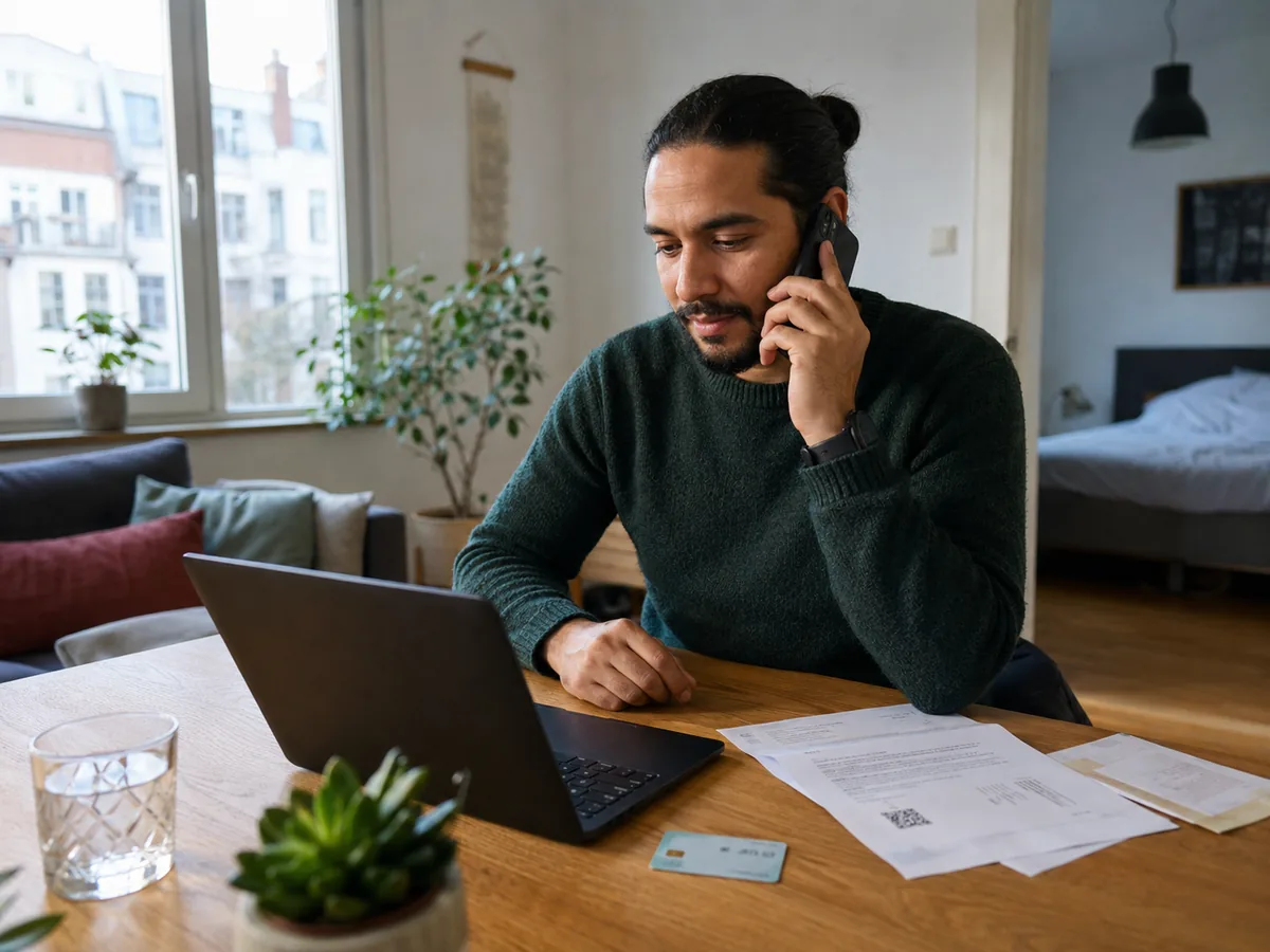 Ein SettlyGo Helper unterstuetzt bei einem praktischen Termin oder Telefonat in Berlin