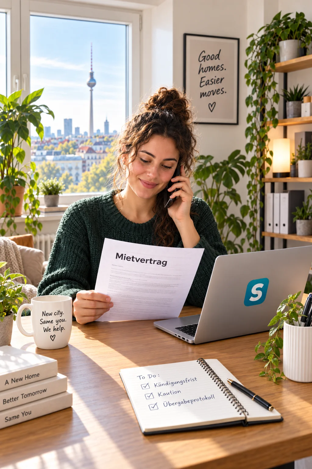 A SettlyGo helper supporting a practical Berlin appointment or phone call